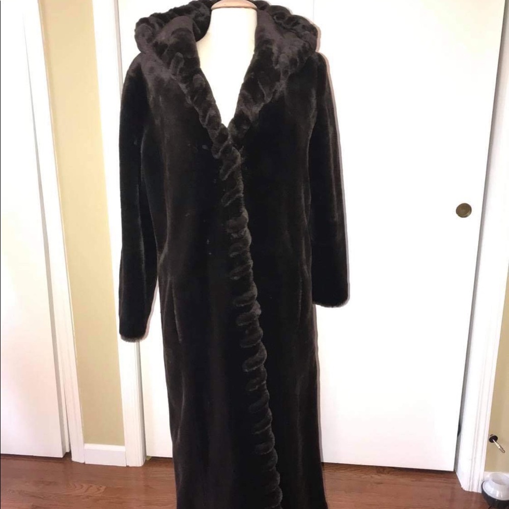 Faux fur brown coat